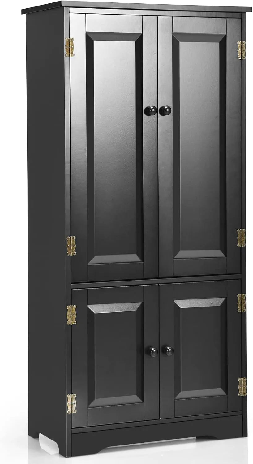 COSTWAY Armoire de Rangement Vintage avec Étagères Ajustables et Sûreté Anti-Basculement, 58,5 x 31,5 x 123 cm, Noir