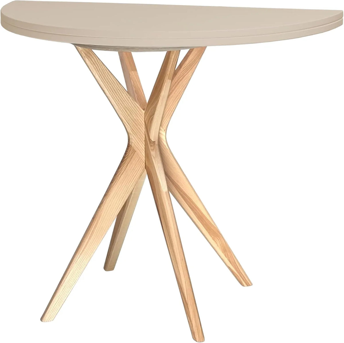 Table Demi-Lune Extensible Ragaba 100cm Beige et Marron