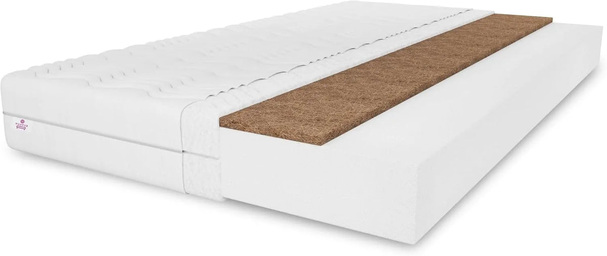 Matelas en Fibre de Coco Sylver - 90x200 cm - Hauteur 10 cm - Fermeté H3/H4 - Couleur Blanche - Housse Flexible