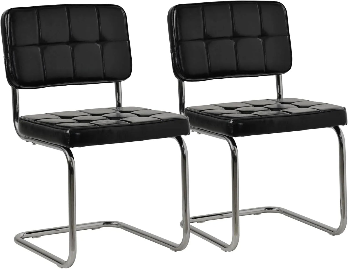 Ensemble de 2 chaises cantilever Maria noires en simili cuir avec structure en acier
