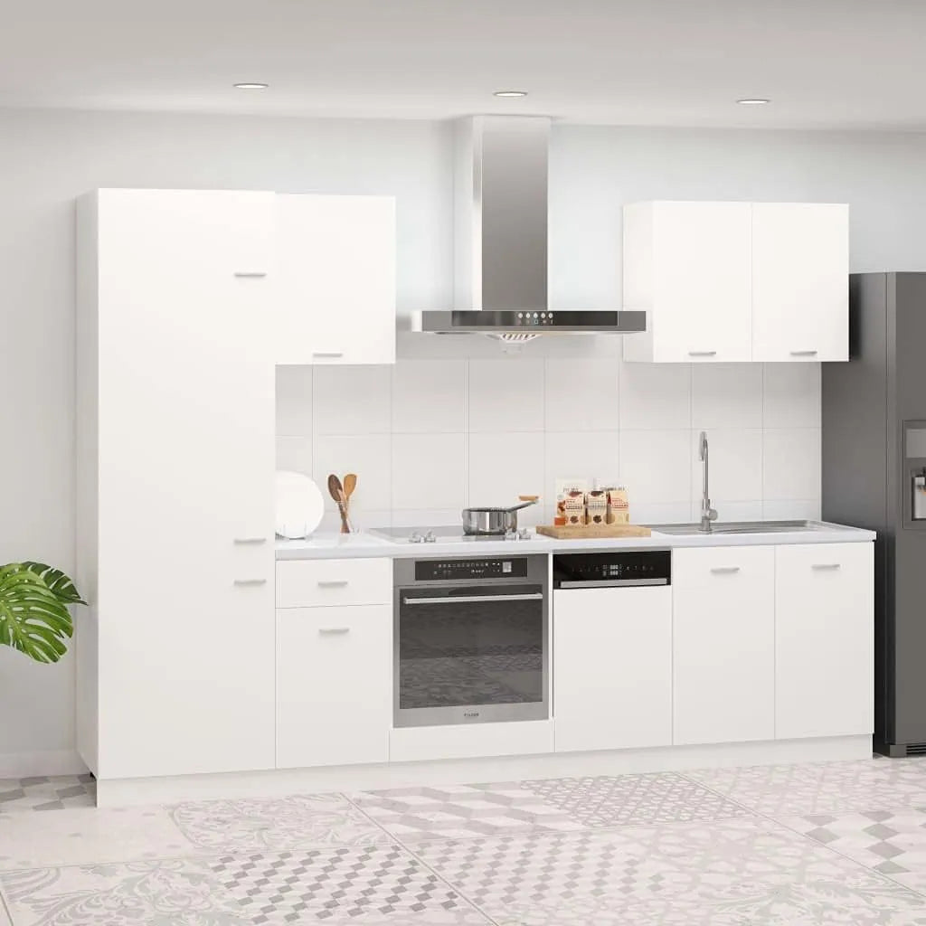 Set de Cuisine 7 Pièces en Blanc avec Rangement