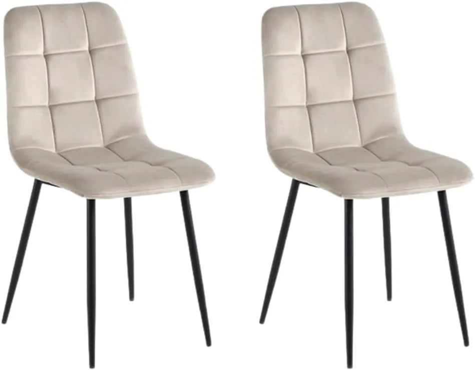 Colenis® Lot de 2 Chaises Velours Beige pour Salle à Manger avec Pieds en Métal