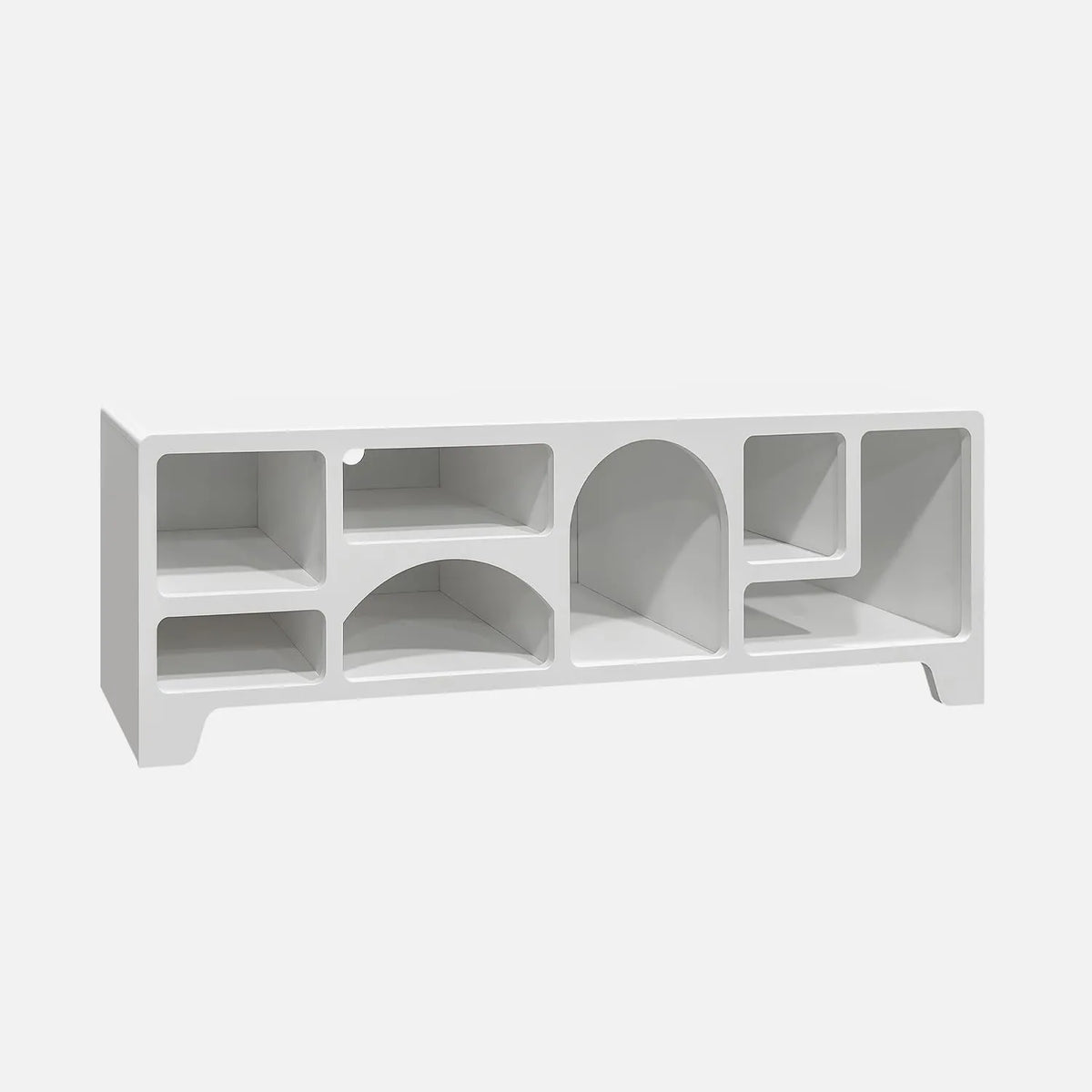Sweeek - Meuble TV Moderne Effet Bois Blanc avec Rangement Multifonction 160cm