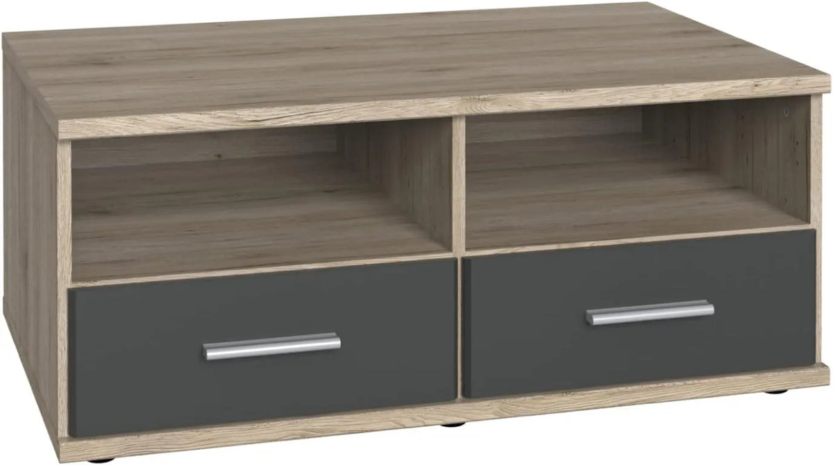 PEGANE Meuble TV Bas en Chêne San Remo et Graphite, 92 x 38 x 58 cm