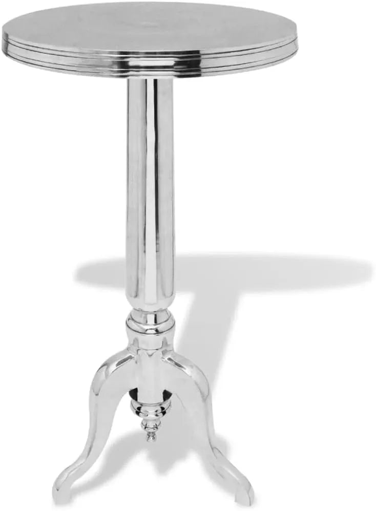 Table d'appoint ronde en aluminium argenté - 39 x 76 cm - Style contemporain et durable pour salon, chambre et couloir