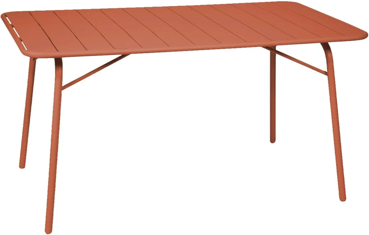 Table de Jardin Pliante en Métal pour 6 Personnes, Terracotta, 140x80cm, Antirouille