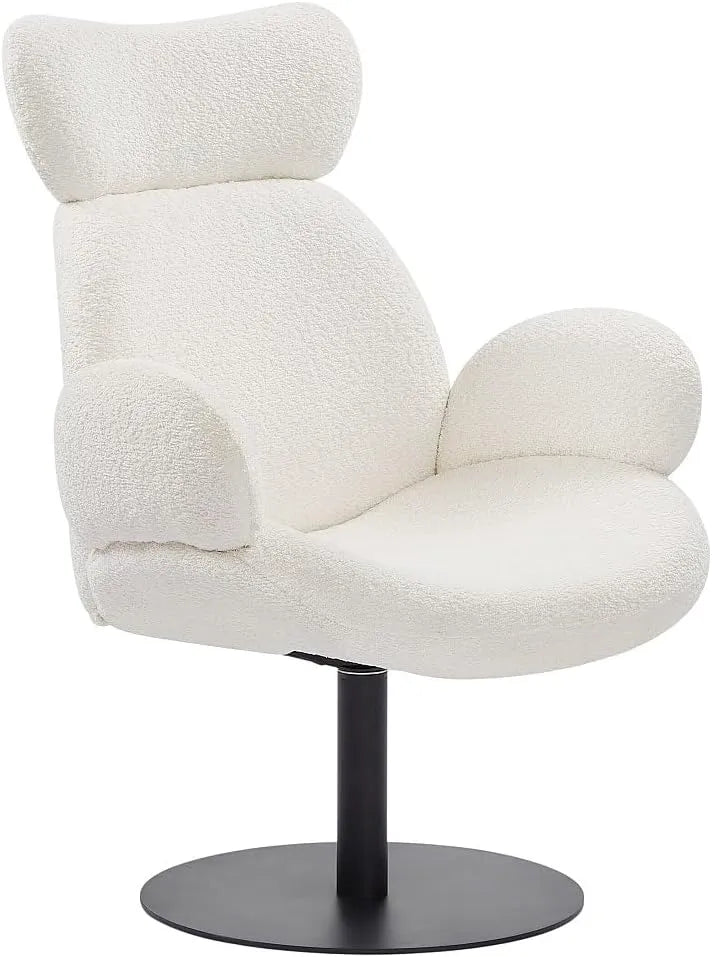 Fauteuil Pivotant ATORCO en Tissu Bouclette Blanc - Confort et Élégance