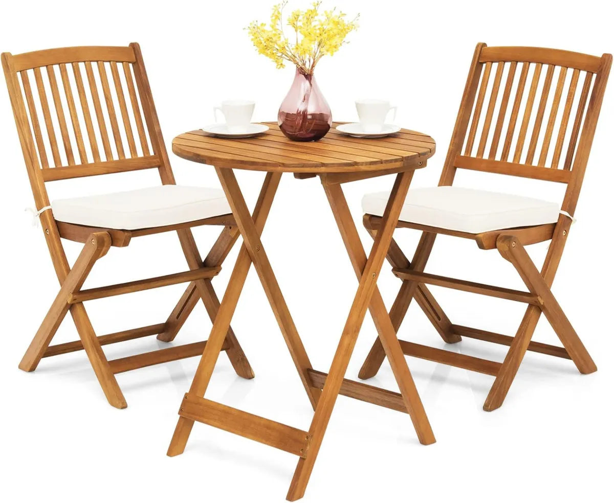 Ensemble de Jardin 2 Places en Bois d'Acacia avec Coussins Amovibles pour Terrasse