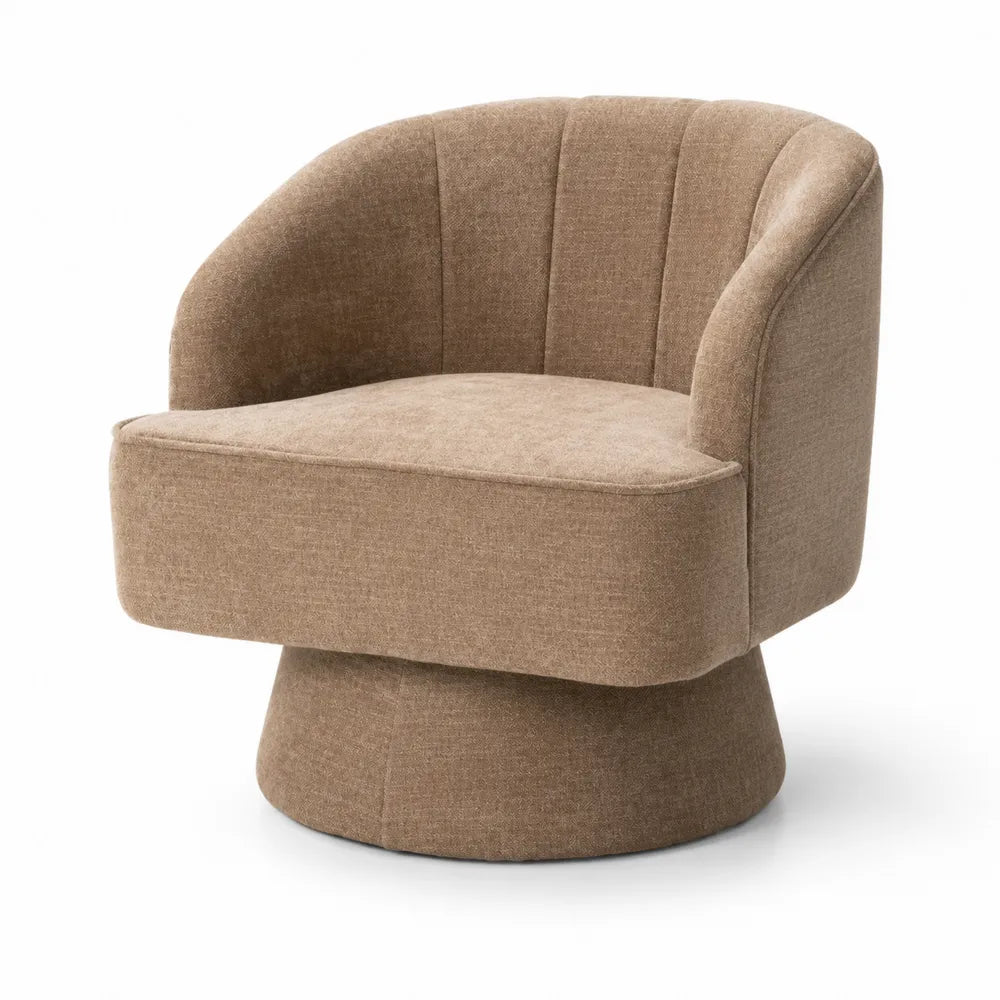 Fauteuil pivotant en tissu polyester beige