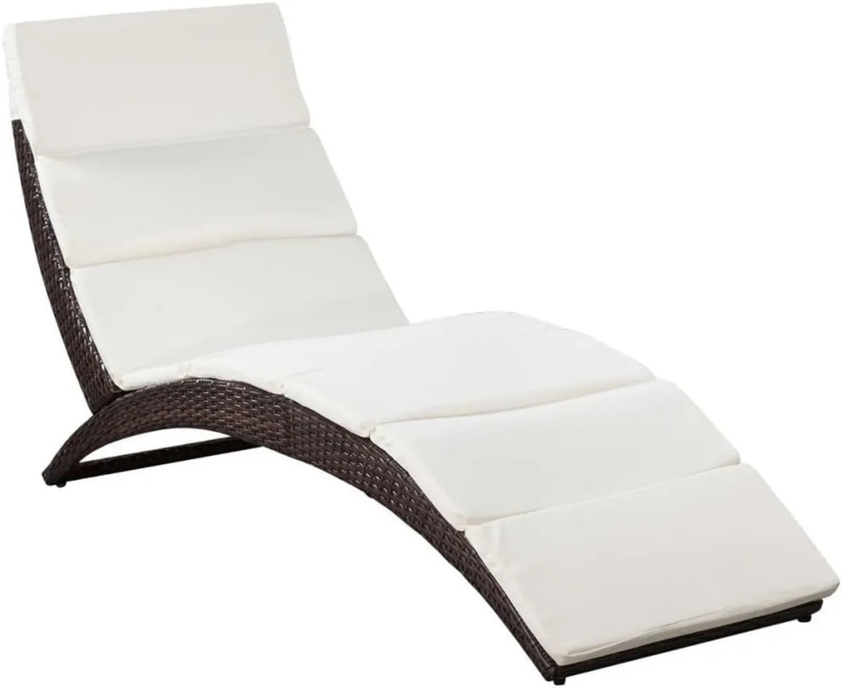 Transat de Jardin en Rotin Réglable avec Coussin pour Piscine