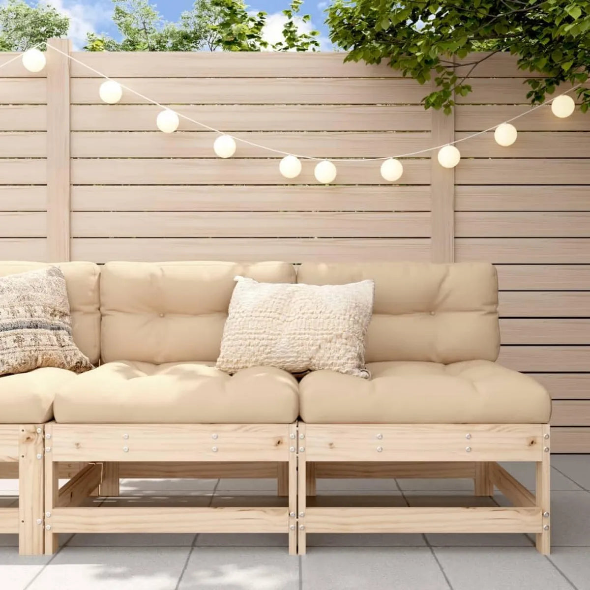 Canapé de Jardin en Pin Massif avec Coussins Confortables - Design Modulable et Durable