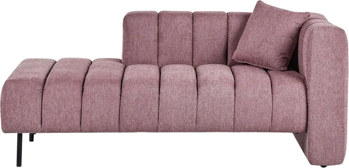 Chaise Longue Moderne en Tissu avec Coussin, Pieds Noirs - Rose