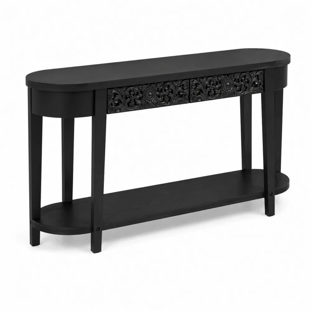 Console en Bois Noir Sculpté 120x30x80 cm