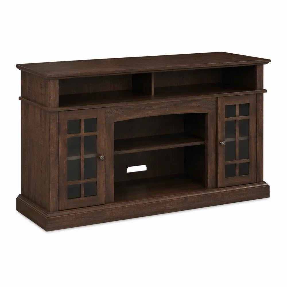 Meuble TV en bois et verre marron