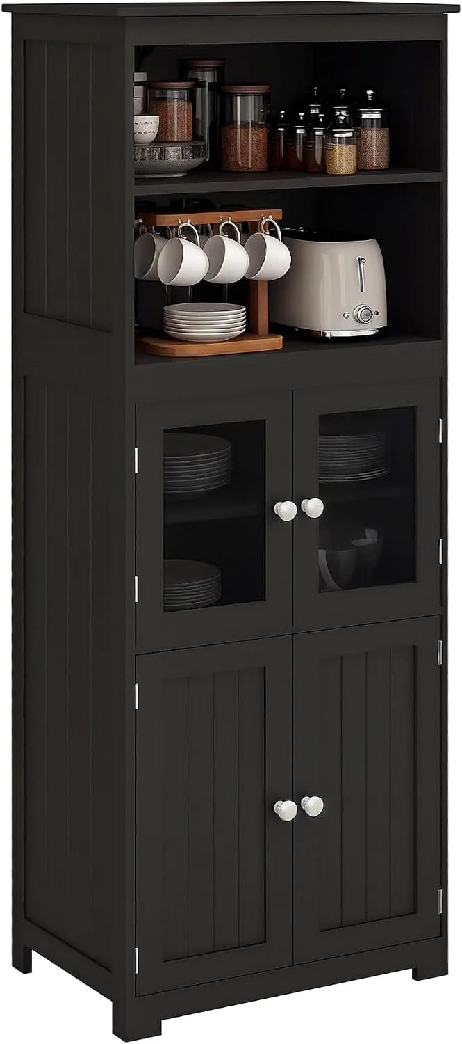 HOMCOM Armoire de rangement – avec rangement, réglable, 4 Portes, 2 Portes, 30P, noir
