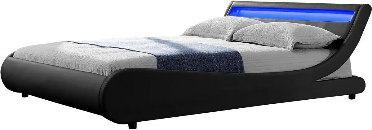 Natacha Lit LED: affichage LED, 160cm, 200cm, noir