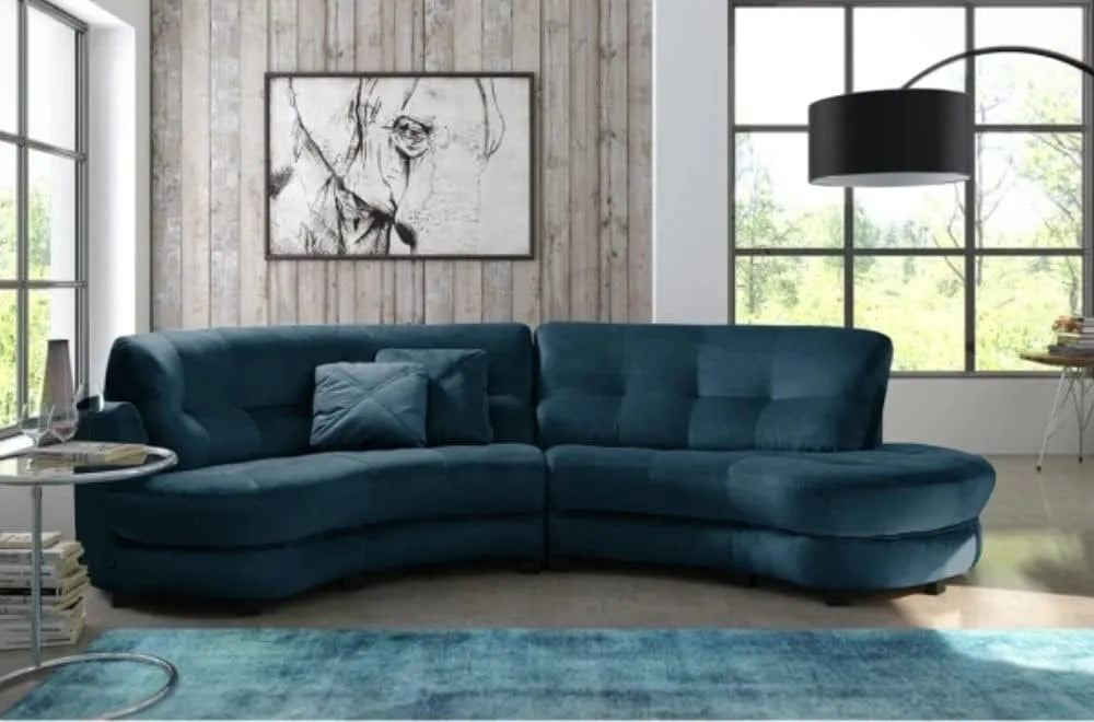 Canapé – angle gauche, revêtement en tissu, avec accoudoirs, 6 Places, bleu