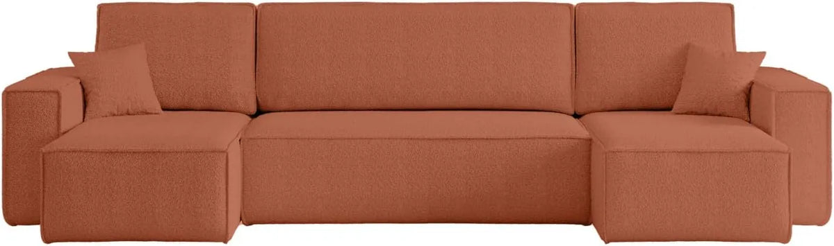 Canapé d'angle et canapé panoramique — revêtement en tissu, convertible, revêtement bouclé, 6 Places