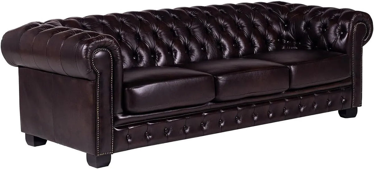 Canapé: en cuir, 4 Places, marron