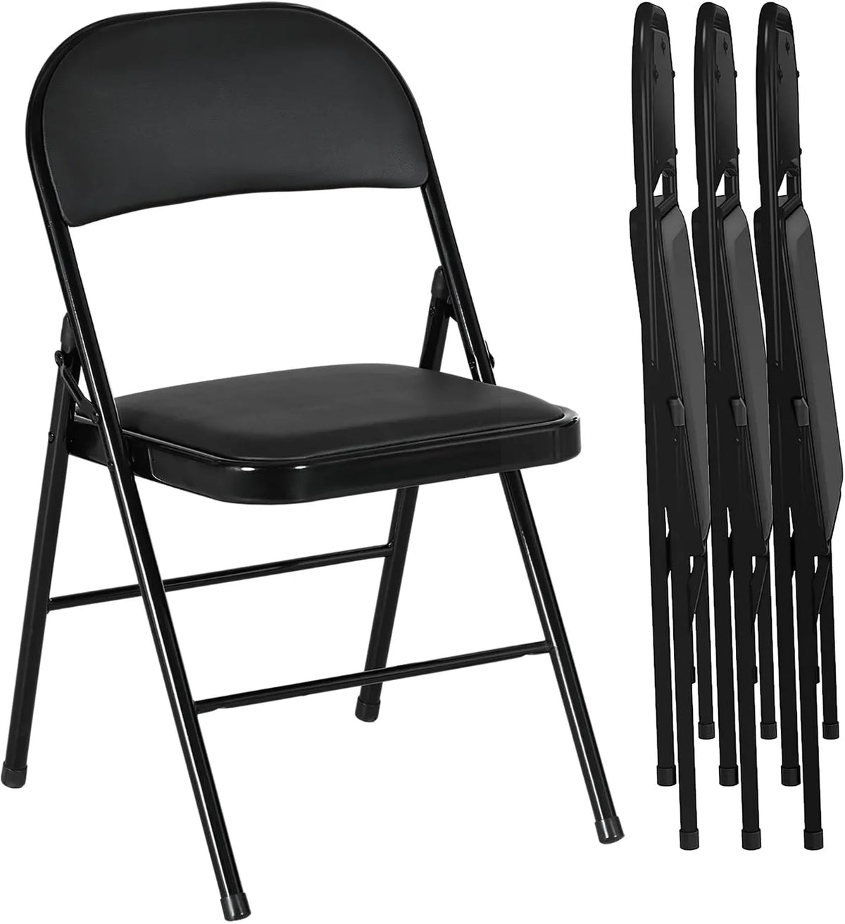 HOMCOM Chaise — en acier, avec coussins, pliable, format portable, Lot de 4, 45l, 46P