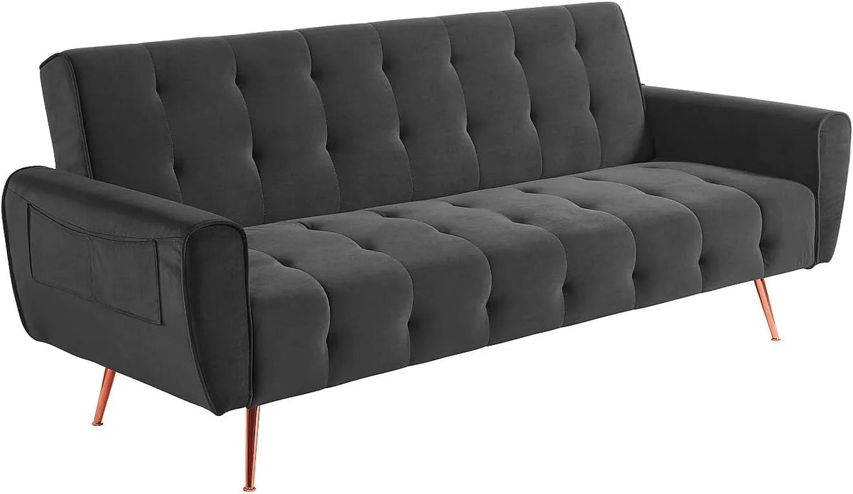 Canapé: Anthracite, convertible, 3 Places, revêtement en velours