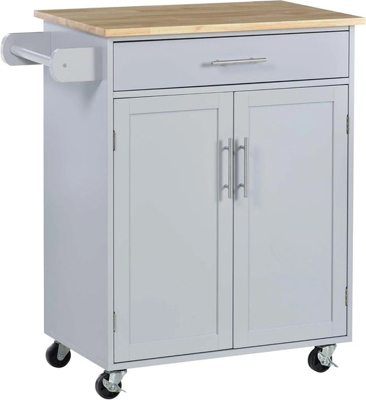 HOMCOM Desserte de Cuisine sur roulettes Chariot de Service Ilot de – avec tiroirs, avec roulettes, 83l, 45P, gris