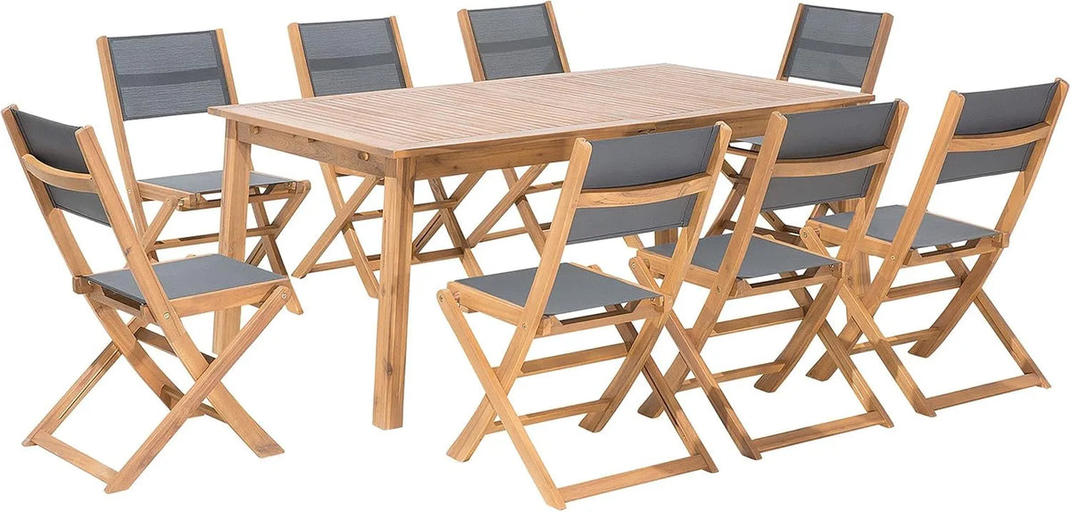 Salon de jardin et ensemble lounge — en bois, pliable, 240 × 100 cm, gris, extensible