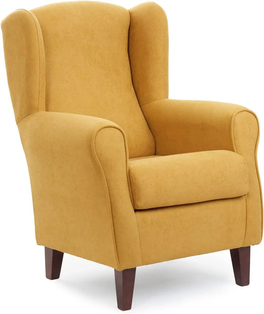 Fauteuil et chaise rembourrée à Oreilles Roma: revêtement en tissu, 100 × 74 × 77 cm
