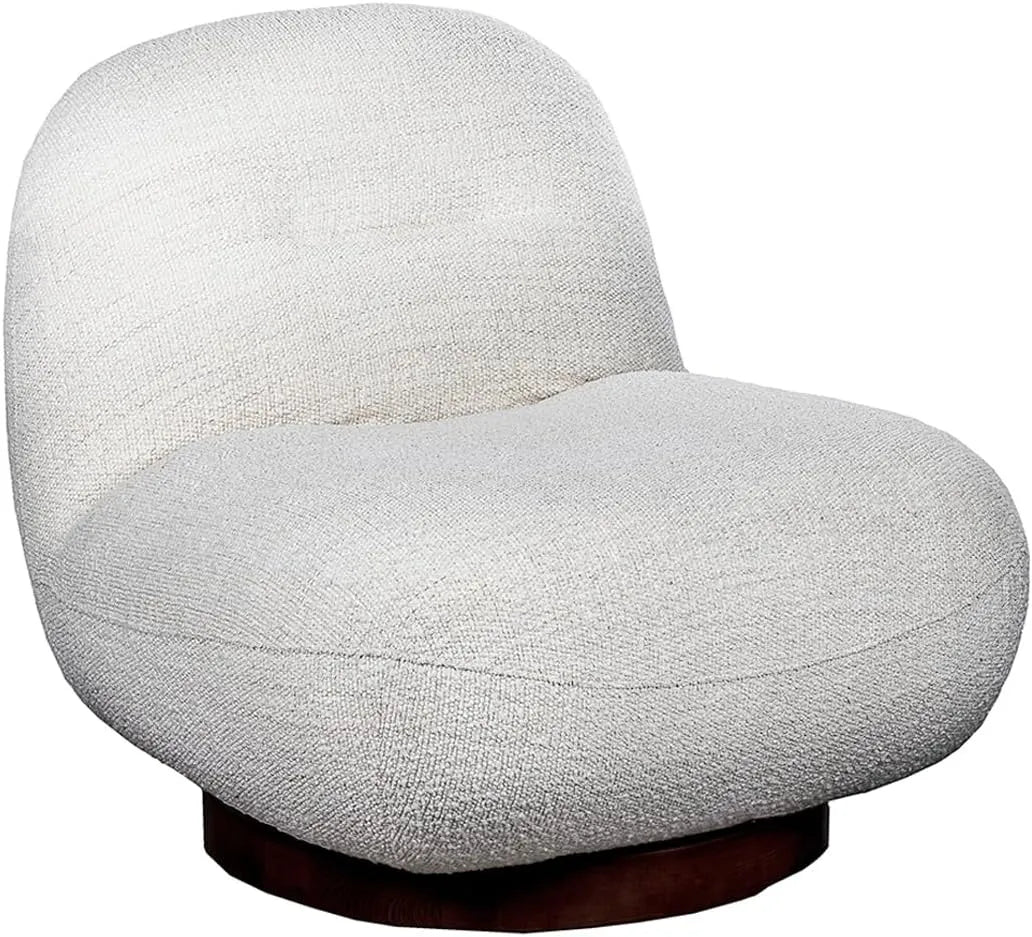Meubletmoi Fauteuil et chaise rembourrée Rotatif 360° en Tissu Bouclette Blanc écru avec: Coraline, en métal, revêtement en tissu, en bois, pivotant