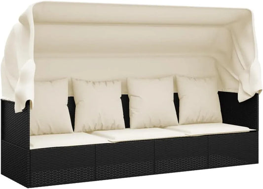 Canapé de jardin et sofa lounge extérieur — avec coussins, noir