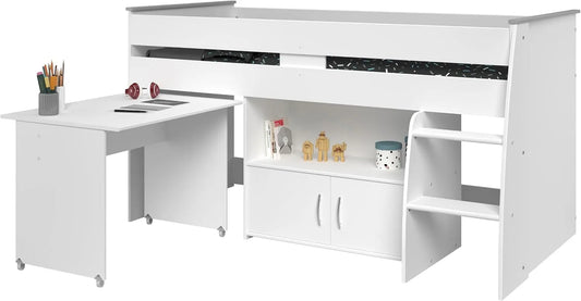 Parisot 2270COMB PAUL Lit Combine Panneau de particules Blanc 206: 206, 5 × 114 × 96 cm