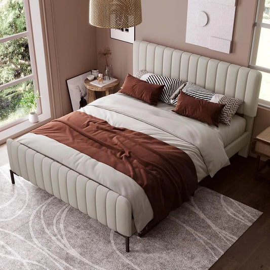 Lit Double 140x200cm avec Tête Réglable — revêtement en tissu, 140 × 200cm, gris