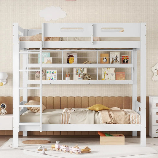 Barbecue – MDF, avec rangement, avec barrière anti-chute, avec échelle, 90 × 200 cm, blanc, revêtement en tissu