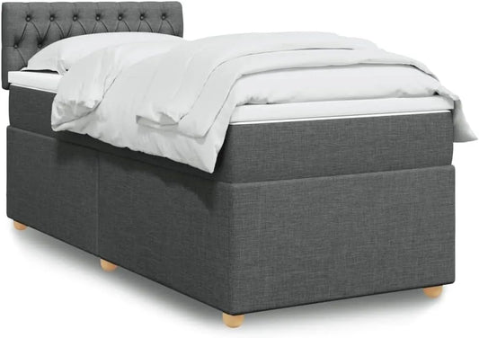 Sommier à Lattes de lit avec Matelas Gris foncé 90x200 — revêtement en tissu, 90 × 200 cm