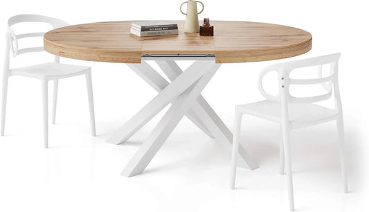 Mobili Fiver Table Ronde Extensible Emma: en bois, 160 cm, blanc