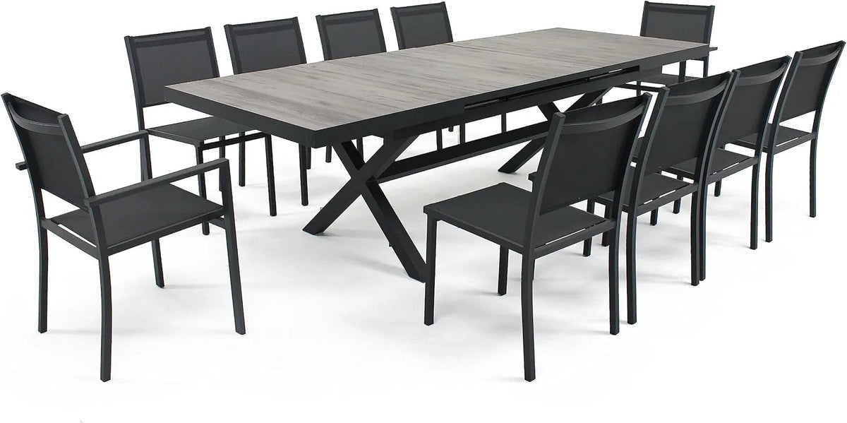 Chaise — Tivoli, en céramique, en aluminium, gris, extensible