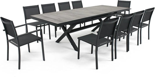 Chaise — Tivoli, en céramique, en aluminium, gris, extensible