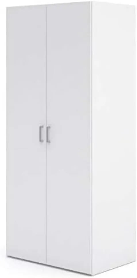 Armoire de rangement: avec tringle, avec Bibliothèque et étagère de rangements, 77 × 175 × 49 cm, blanc, avec étagères