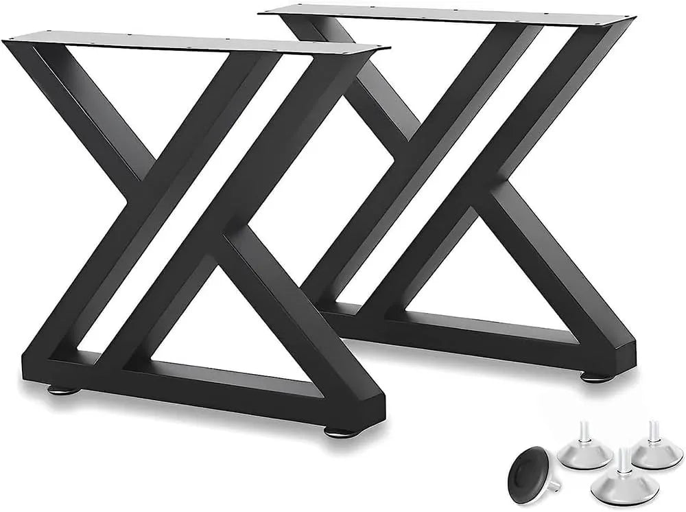 Fayelong Ensemble de 2 Pieds de Table en Acier X-Forme 70x50 cm - Robustes pour Table à Manger, Banc, Bureau, Table Basse, DIY, Style Industriel