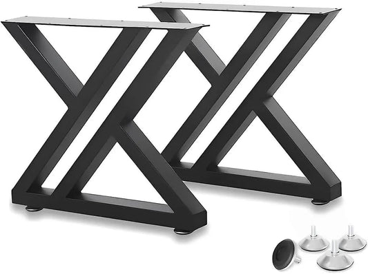 Fayelong Ensemble de 2 Pieds de Table en Acier X-Forme 70x50 cm - Robustes pour Table à Manger, Banc, Bureau, Table Basse, DIY, Style Industriel