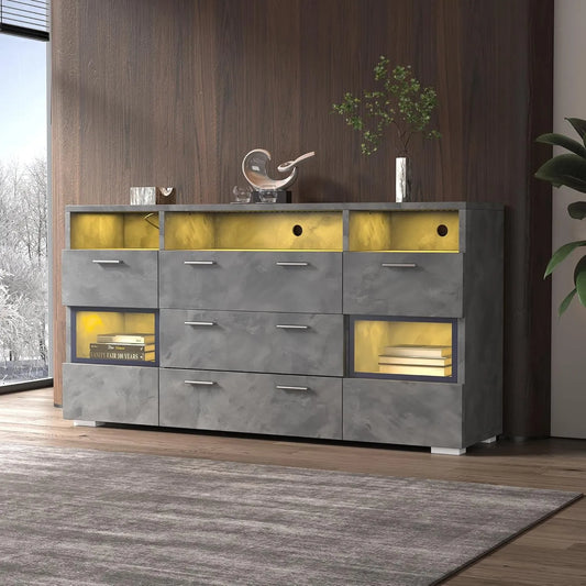 Buffet Merax Moderne avec LED et Rangement Multifonctionnel