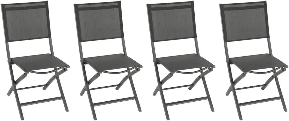 Pack de 4 chaises de jardin pliantes Essentia en aluminium anthracite