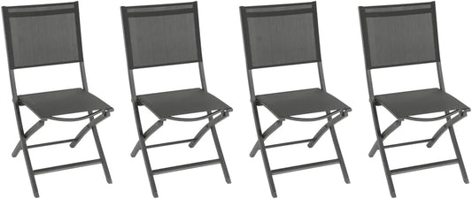 Pack de 4 chaises de jardin pliantes Essentia en aluminium anthracite