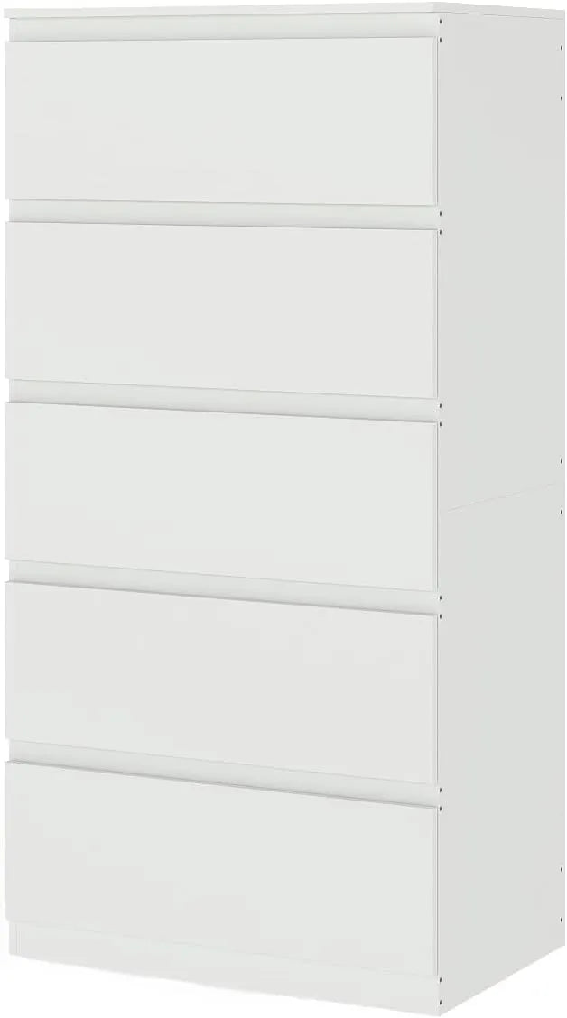 Commode Blanche à 5 Tiroirs pour Salon, Chambre, Enfant et Bureau - 60x40x120 cm