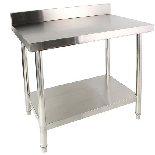 Table de travail professionnelle en acier inoxydable avec rebord - 100x85x60 cm