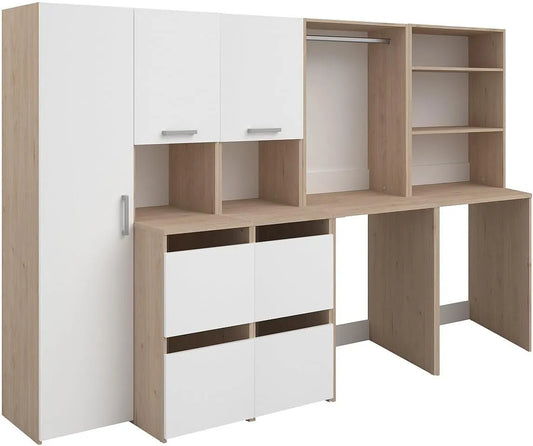 Étagère de Buanderie Multifonctionnelle avec Rangement - Bois Clair et Blanc