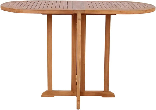 Table de jardin pliable en teck ovale 120x60 cm pour balcon et terrasse