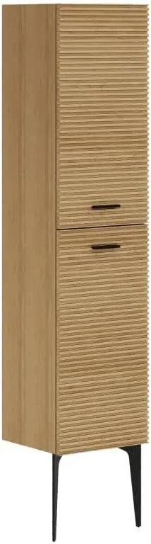 Colonne de Salle de Bain en Bois Strié Clair 140 cm - Pieds SARONE