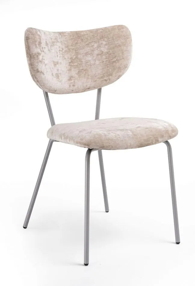 Chaise Moderne en Velours Italiens avec Cadre Métallique Gris - Design Épuré, 5 Couleurs Disponibles - Modèle Suri Beige