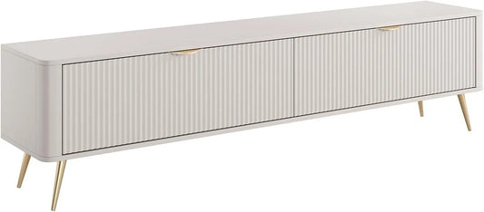 PASCAL MORABITO - Meuble TV en MDF avec Rangement Double Portes - Finition Beige et Dorée